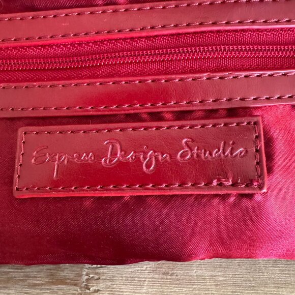 Y2K Express Design Studio Cherry Red Faux Leather Silver Frame Closure Clutch - Picture 7 of 13